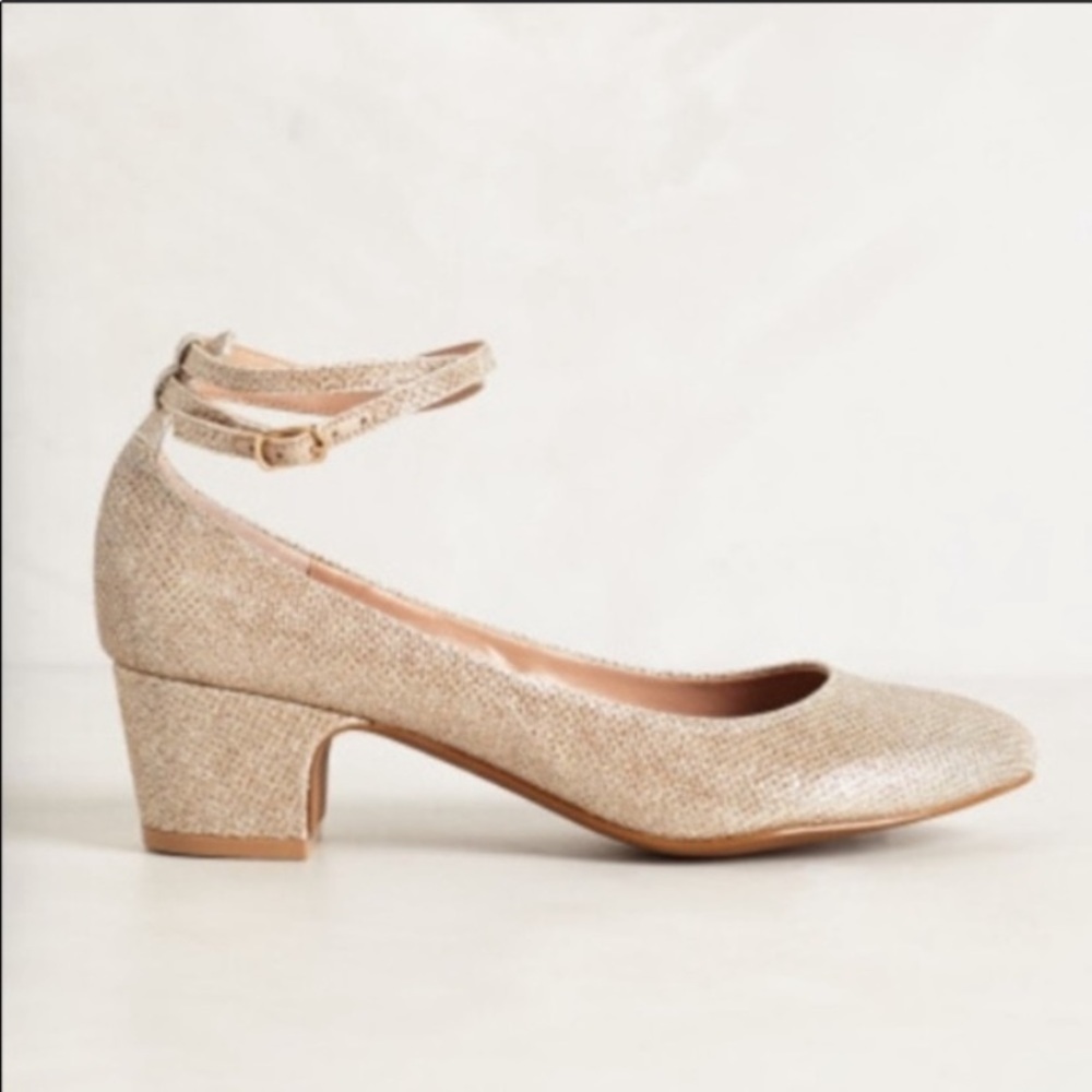 Anthropology Dovecote Gold Midi Heels